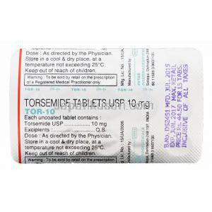 トール 10,デマデックスジェネリック,　トルセミド 10mg 錠　シート　情報